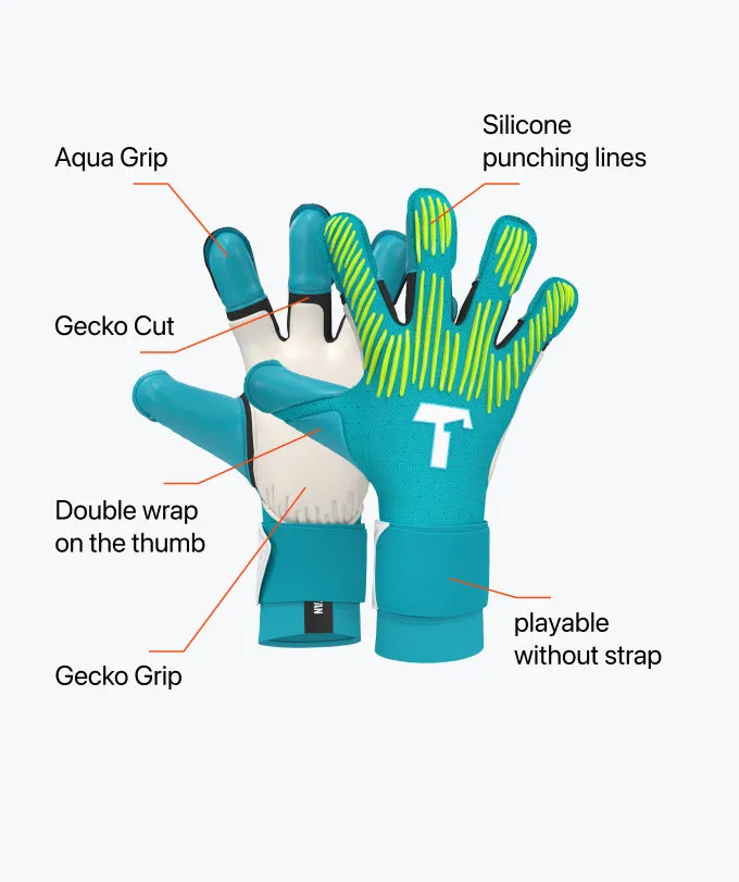 T1TAN Rebel 2.0 Sky Blue målmandshandsker blå aqua grip
