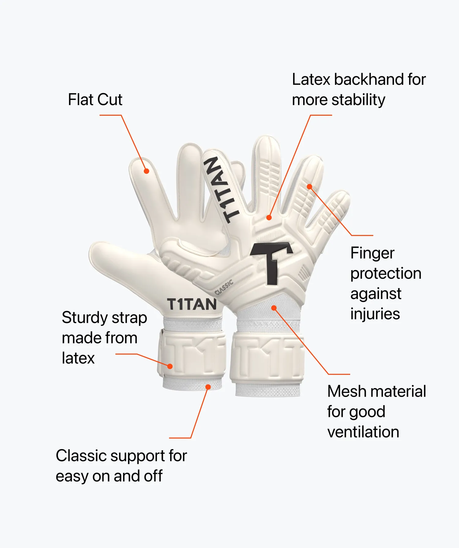 T1TAN Classic 1.0 White-Out målmandshandsker junior