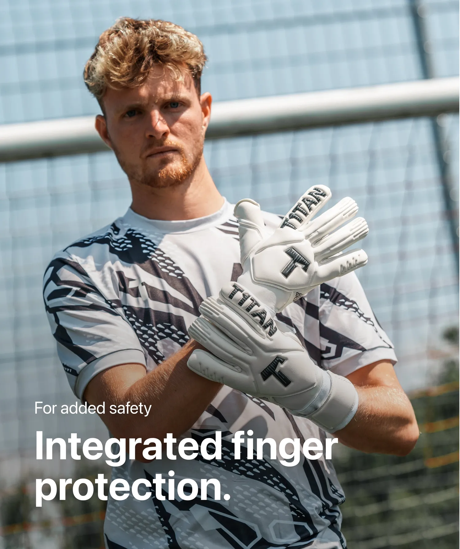 T1TAN Legend 1.0 White-Out Junior Pro målmandshandsker fingersave