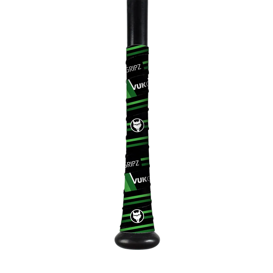 Vukgripz Mach 1 bat grip tape 3-pak sort/grøn skridsikker