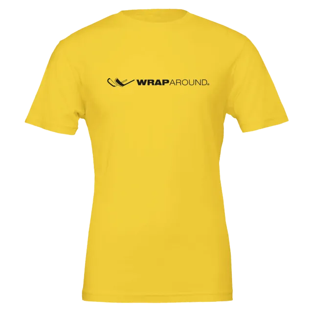 Hockey Wrap Around Logo t-shirt unisex gul wordmark L