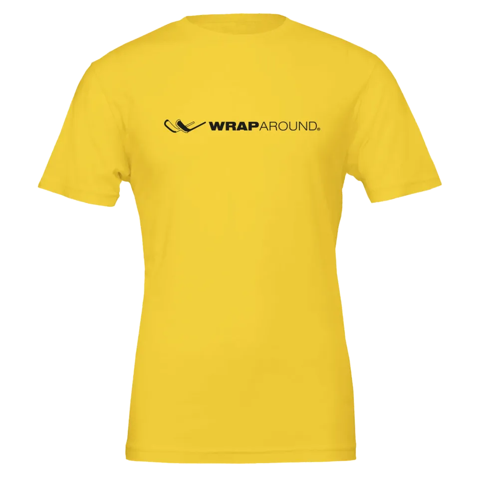 Hockey Wrap Around Logo t-shirt unisex gul wordmark L