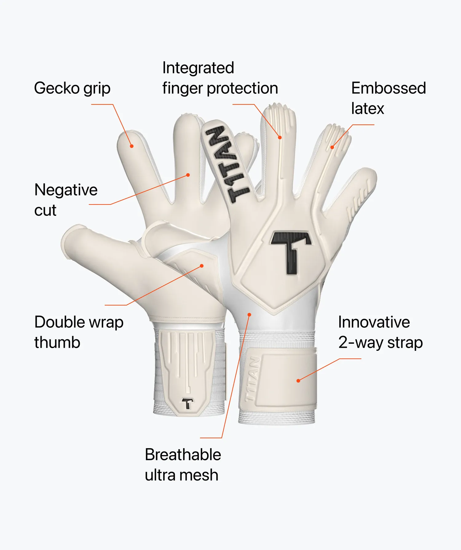 T1TAN Legend 1.0 White-Out Junior Pro målmandshandsker fingersave