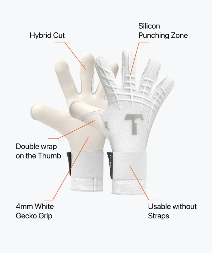 T1TAN White Beast 3.0 målmandshandsker hvid Gecko Grip