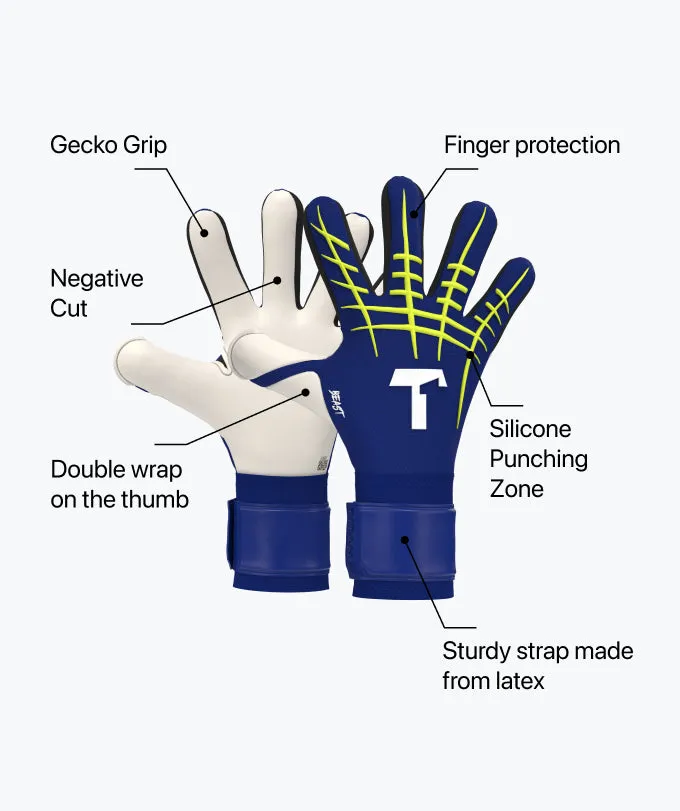 T1TAN Beast 3.0 Blue målmandshandsker fingersikring