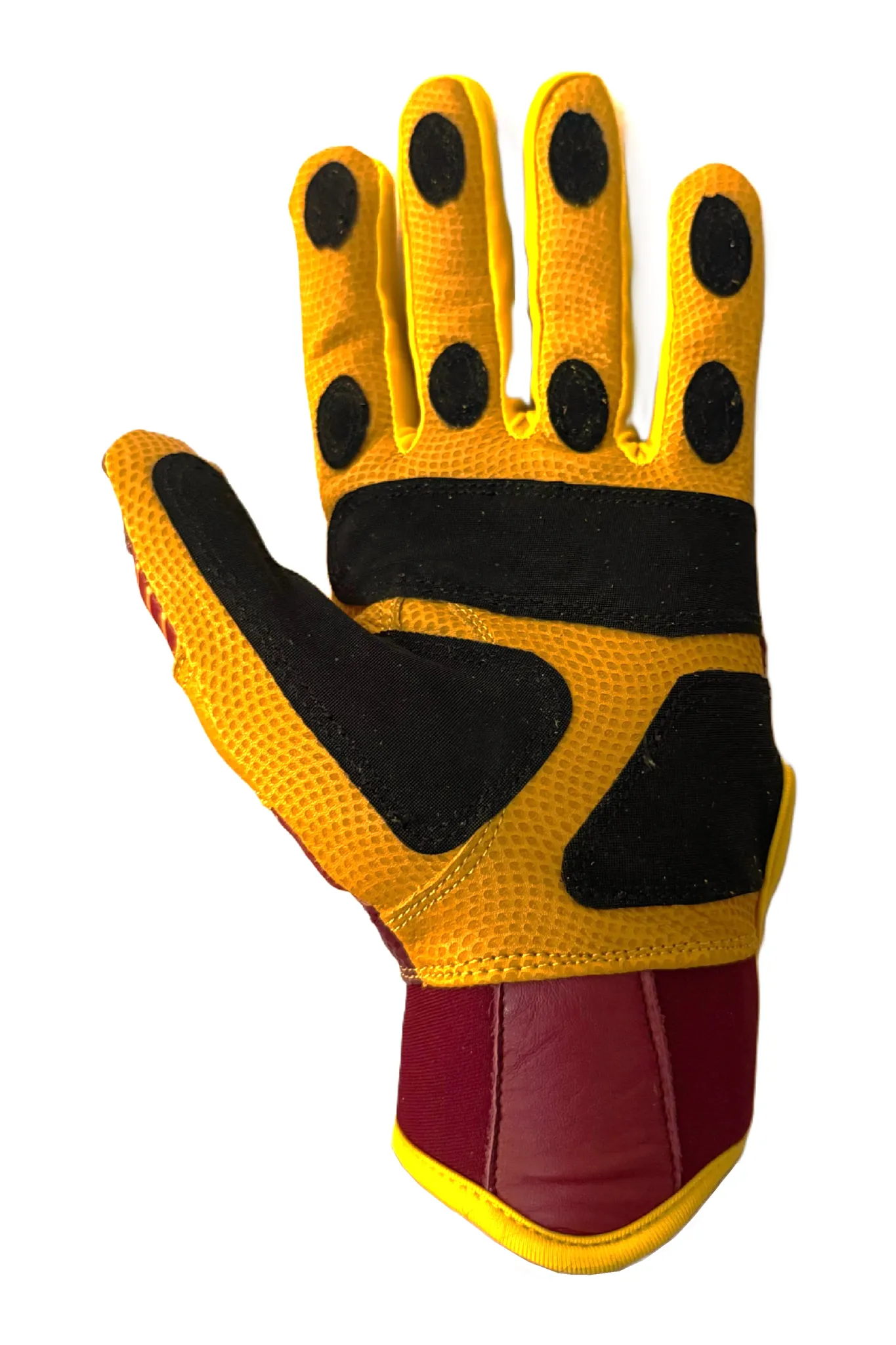 VukGripz Prowler Maroon & Yellow battinghandsker bordeaux/gul
