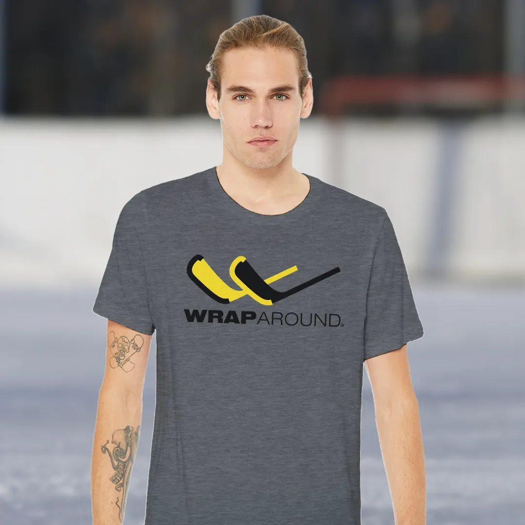 Hockey Wrap Around Logo t-shirt unisex gul wordmark L