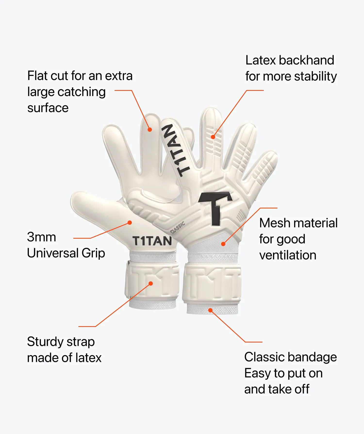 T1TAN Classic 1.0 White-Out Junior målmandshandsker universal grip