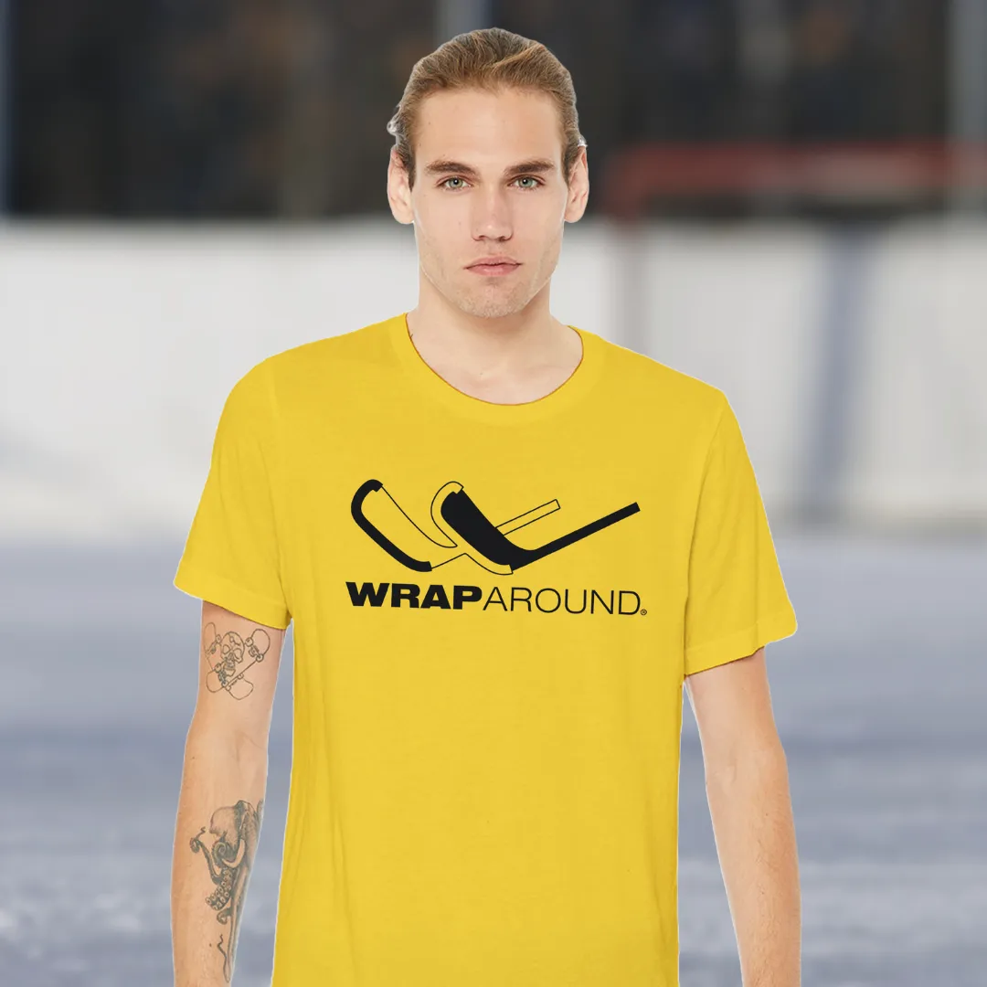 Hockey Wrap Around Logo t-shirt unisex gul wordmark L