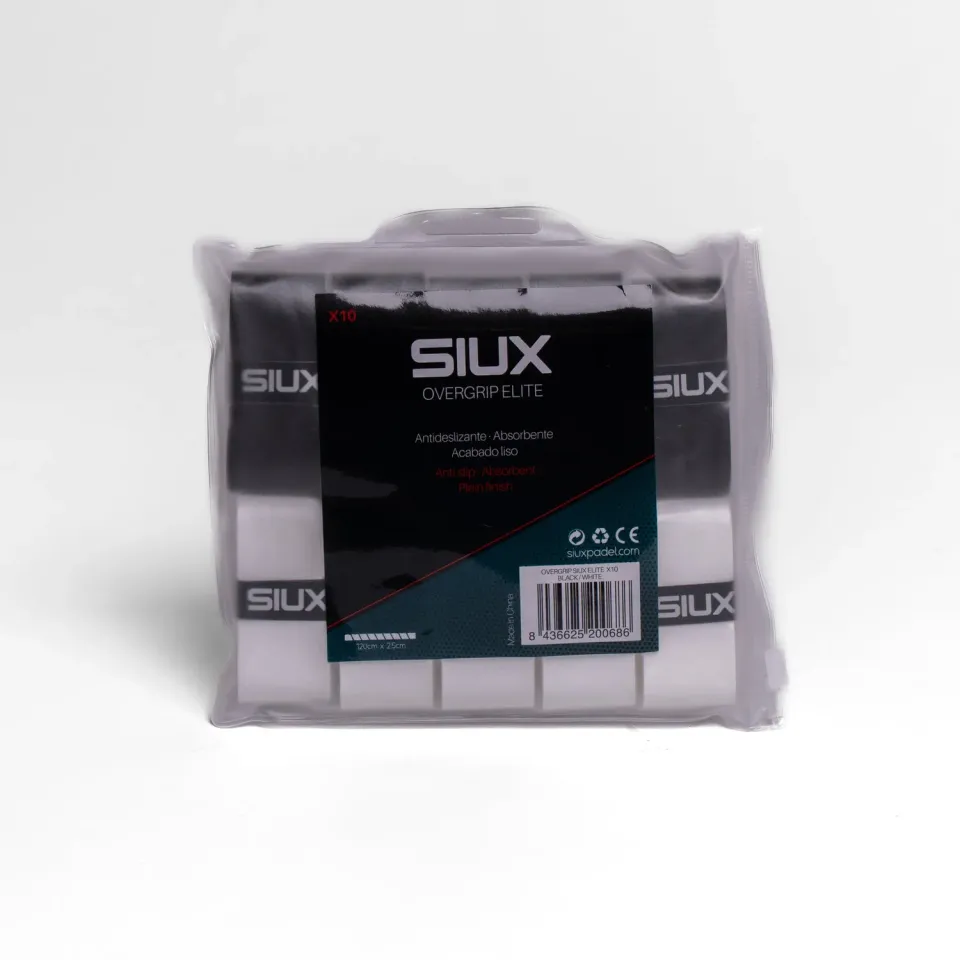 Siux Elite overgrip hvid-sort 10-pak sugende