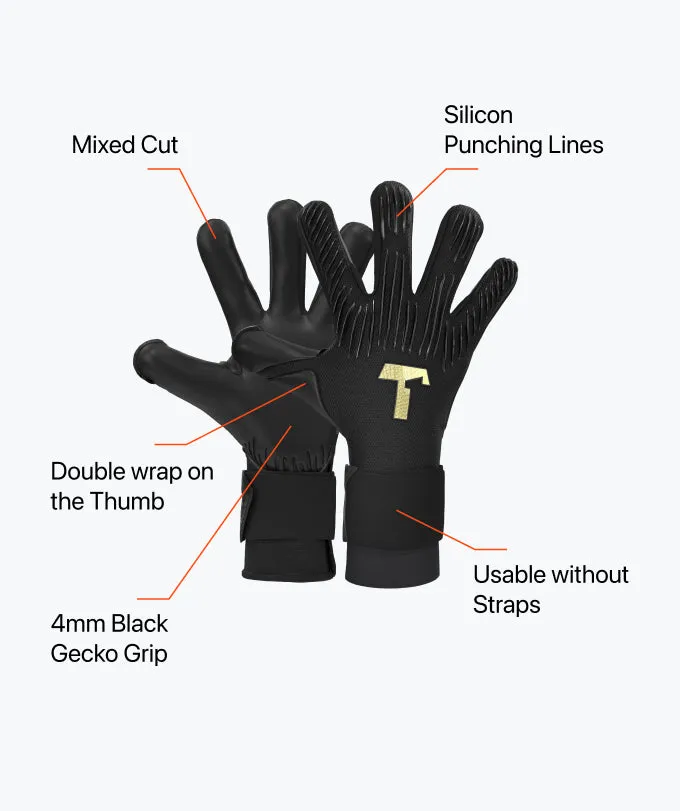 T1TAN Rebel 2.0 Black-Out målmandshandsker sort tætsiddende
