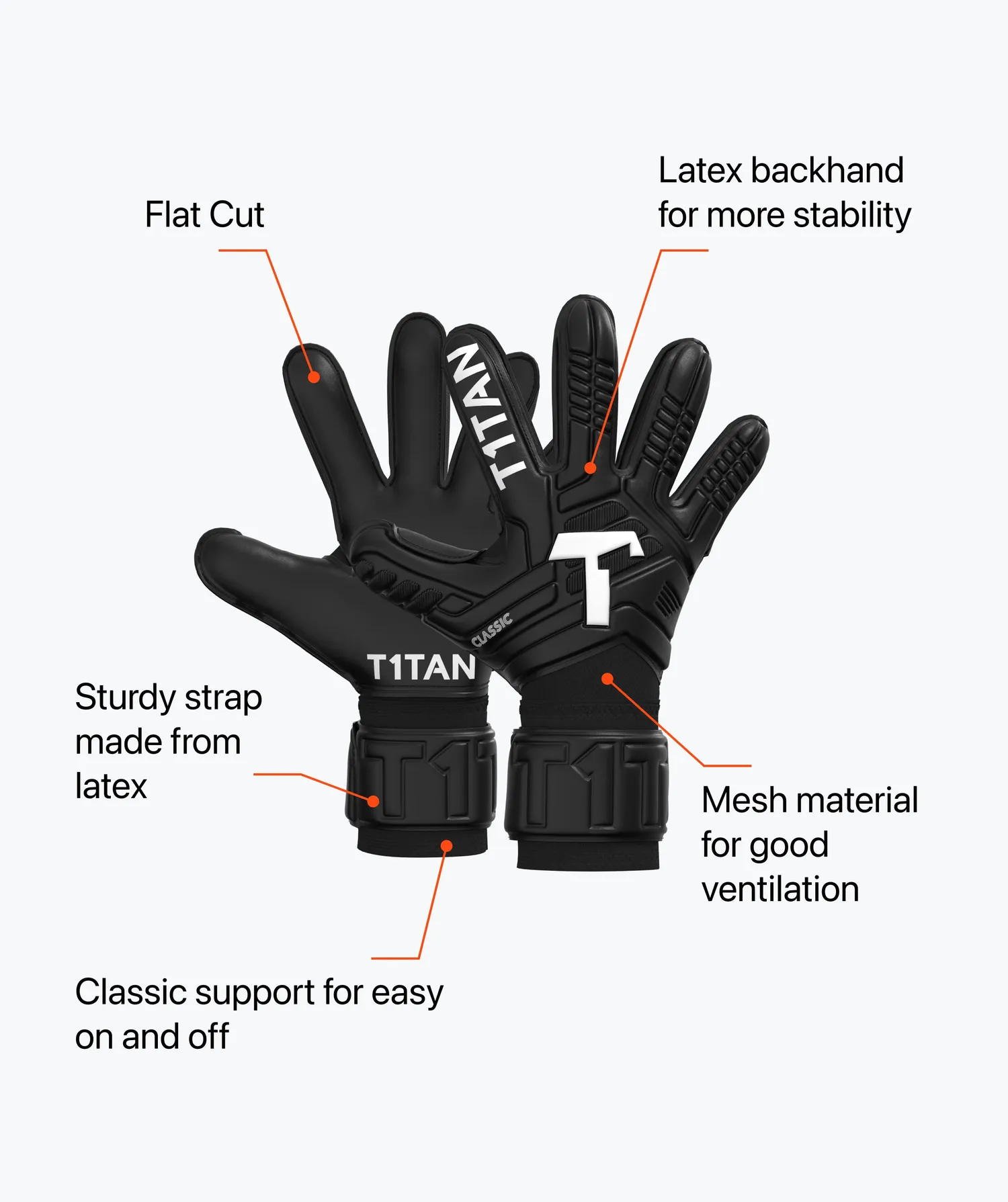 T1TAN Classic 1.0 Black-Out målmandshandsker u. fingersave