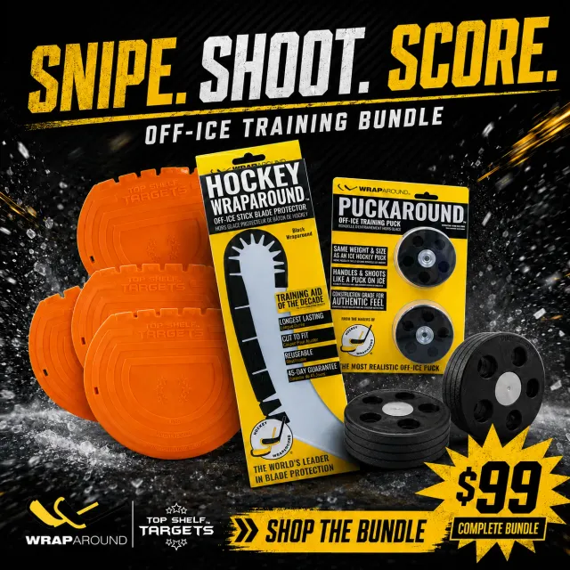 Hockey Wrap Around Snipe Shoot Score træningssæt hvid off-ice
