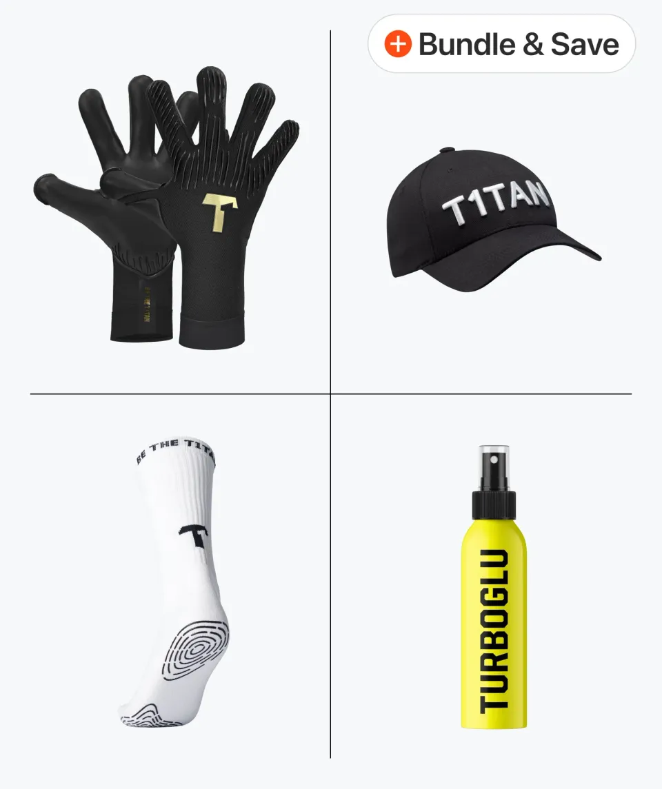 T1TAN Målmandssæt handsker spray sokker udstyr komplet