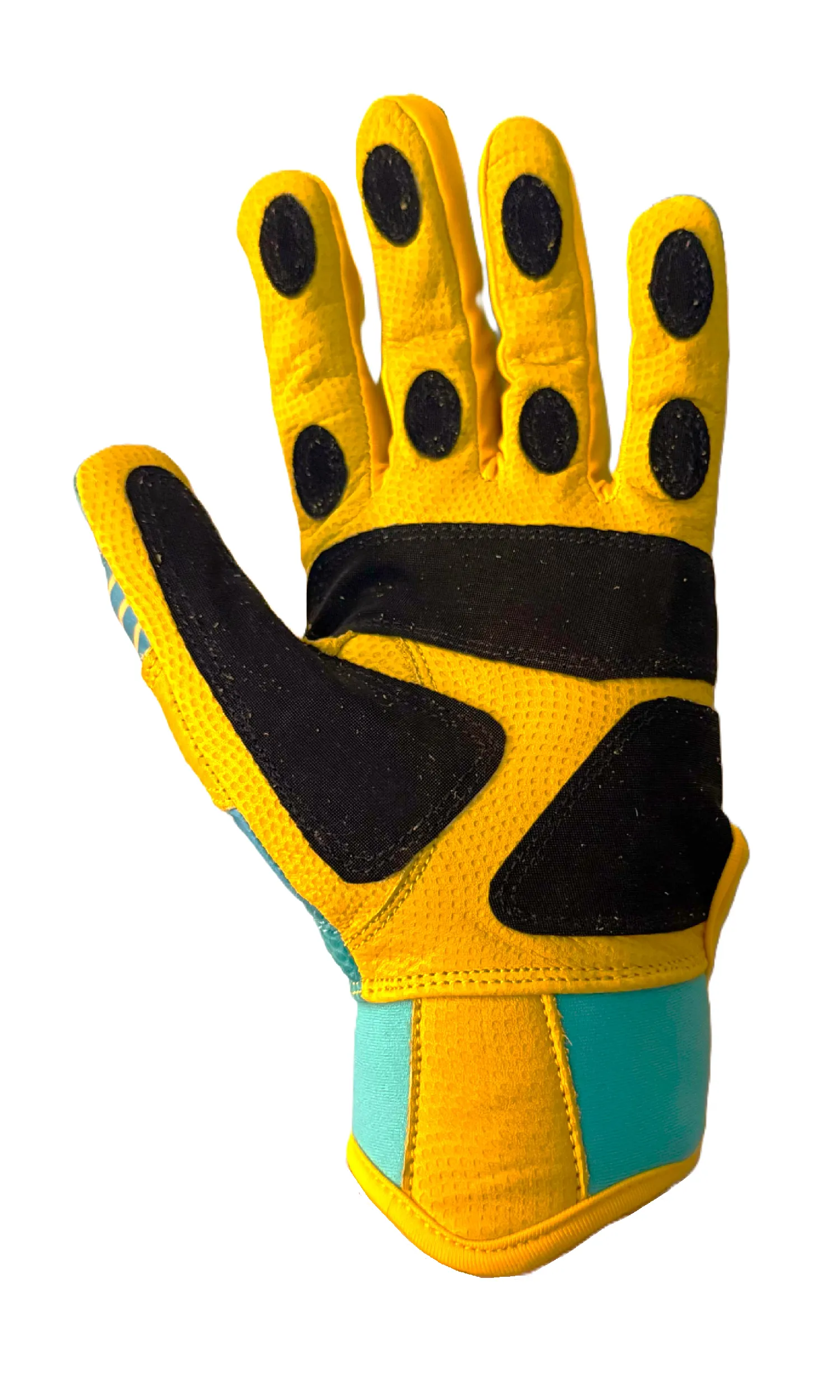 Vukgripz Prowler batting gloves Teal Yellow skridsikre