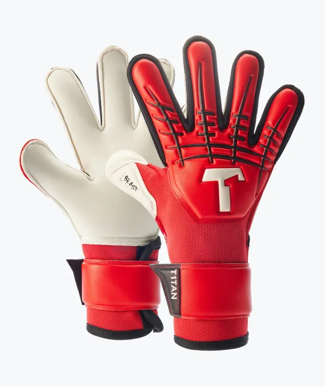 T1TAN Red Beast Junior 3.0 målmandshandsker rød grip