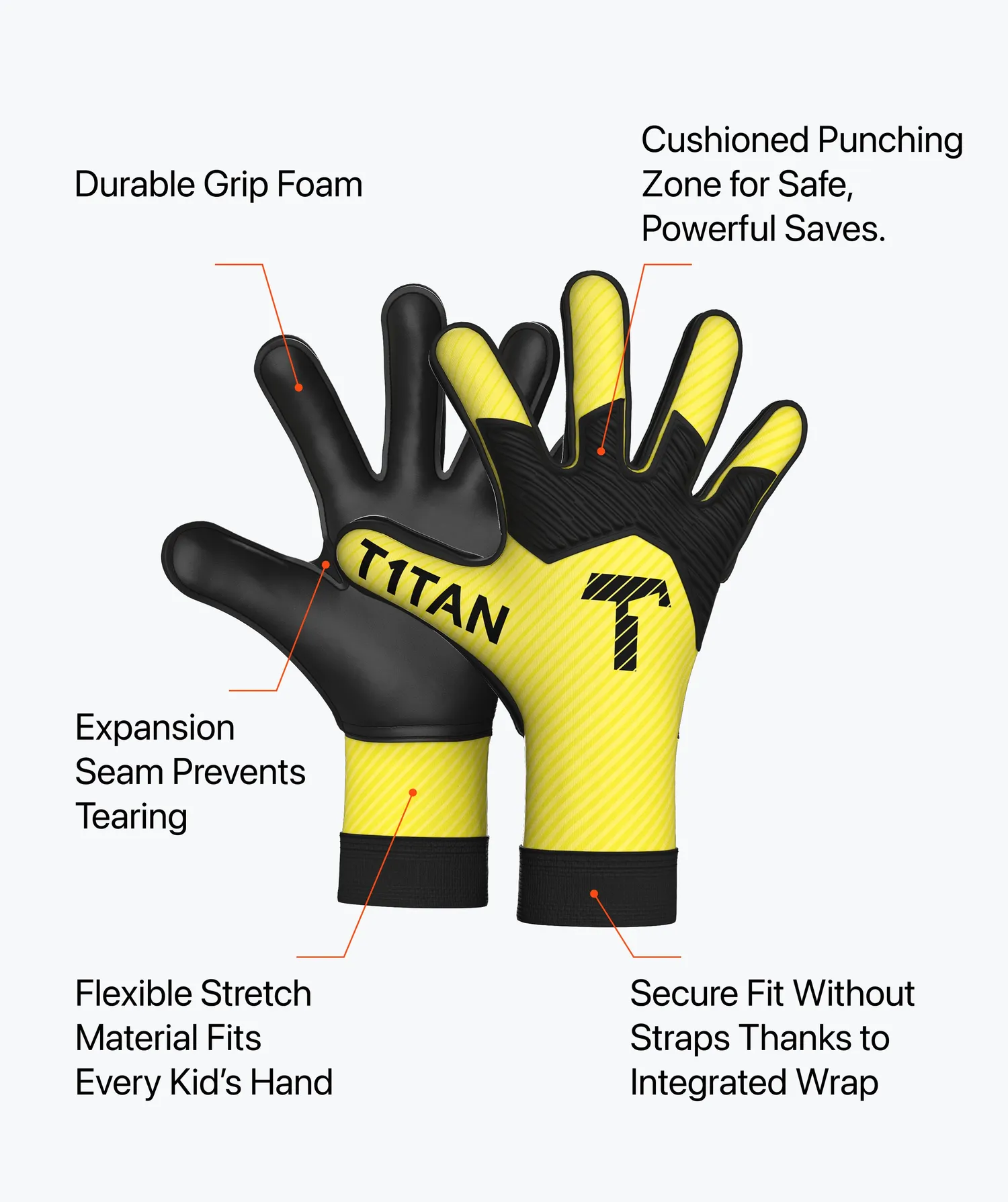 T1TAN Arox 1.0 Yellow Junior målmandshandsker gule